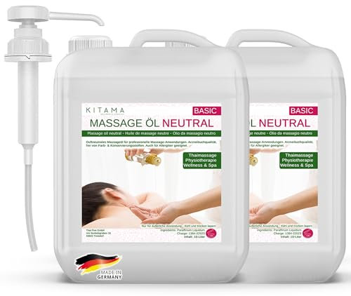 Kitama Massageöl Neutral & Soft 20-Liter (2 x 10-L) + Kanisterpumpe DIN 45