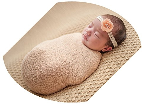 Coberllus Newborn Baby Photo Props Wrap Cloth Blanket Swaddle For Boys Girls Photography Shoot - Beige -