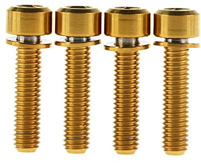 Yaruijia Titan M6 x 16 20 25 mm Inbusschrauben mit Unterlegscheiben für Fahrradbremse, 4 Stück, gold, M6x20mm