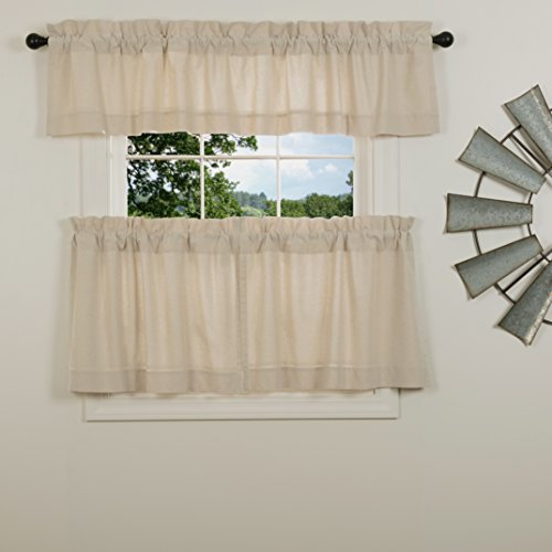 Piper Classics Farmhouse Chambray Etagen, 2er-Set, 61 cm lang, einfache beige Vorhänge im Landhausstil