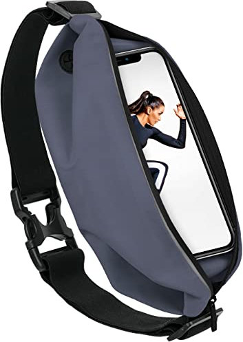 moex Sport Gürteltasche Leicht und Wasserfest - für Samsung A + J Reihe | In- und Outdoor Fitness Handytasche, Lauftasche, Hüfttasche, Jogging Handy-Hülle, Laufgurt, Bauchtasche Joggen, Grau