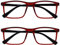 OPULIZE Ink Lessebrille 2er Pack Groß Rechteckig Rahmen Federscharniere Kratzfest Transparent Rot Schwartz Bügeln Herren Damen RR4-Z +3.00