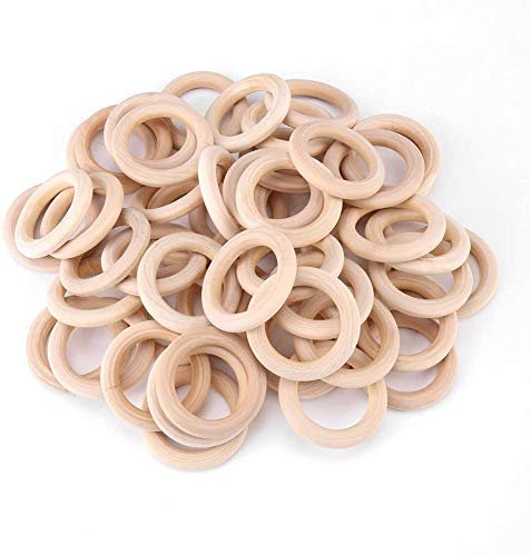 100PCS Naturholz Bastelringe 60mm / 2,36inch Unvollendete Holzschleife Kreis Anhänger Anschlüsse Schmuckherstellung Zubehör