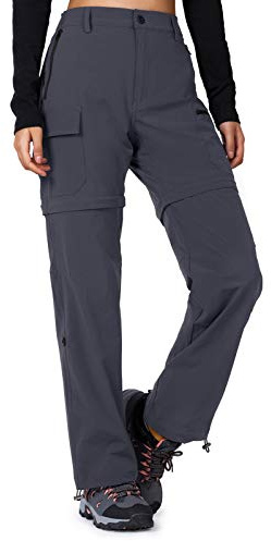 Cycorld Women's-Hiking-Pants-Convertible Quick-Dry-Stretch-Lightweight Zip-Off Outdoor Pants with 5 Deep Pockets (Grey, Medium)