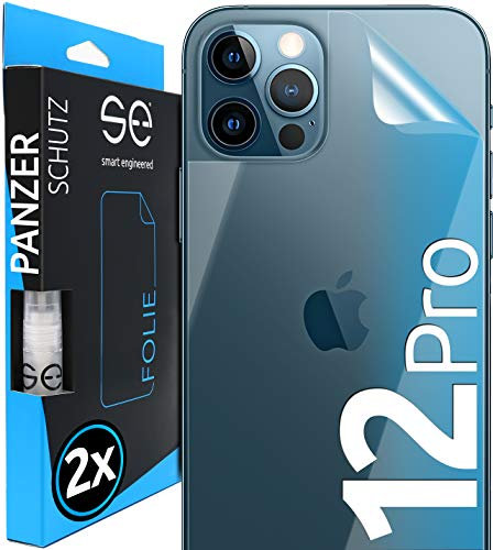2x se® 3D SCHUTZFOLIE Rückseite Transparent für Apple iPhone 12 Pro ,Selbstheilend, Backcover, einfache blasenfreie Installation, Ultra-Klar,Schutz vor Schmutz, Stoß-Kratzfest, aus Deutschland
