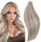 RUNATURE Tape in Extensions Echthaar Dunkel Blond mit Platinblond Tape Echthaar Extensions 30cm Remy Tape in Haarverlängerung Echthaar 30g 20 Stück 12 Zoll #19AP60