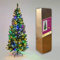 SHATCHI 7Ft/2.1m Pre-Lit Green Christmas Slim Pine Narrow Xmas Tree, Pointed Tips, Metal Stand, Multicolour LED Lights, Holiday Home Decorations, 210 cm