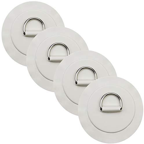 BB Hapeayou Inflatable Boat Kayak D-ring Small Round Pad/Patch Watercraft Parts Accessories 4.3 inch (4PCS, White)