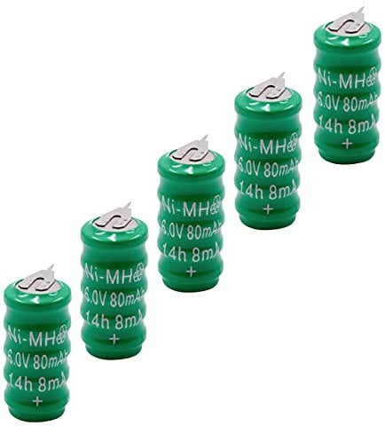 vhbw 5x NiMH Batteria a bottone di ricambio 2 pin tipo V80H 80mAh 6V compatibile con batterie compatibile con modellismo, luci solari ecc.