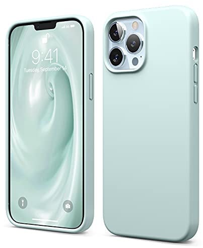 elago Liquid Silicone Case Compatible with iPhone 13 Pro Max Case (6.7), Premium Silicone, Full Body Protection - 3 Layer Shockproof Phone Cover, Anti-Scratch Soft Microfiber Lining (Mint)