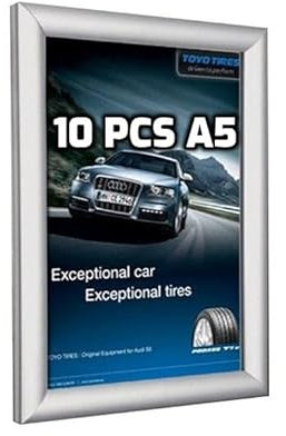 Vorteilspack 10 x A5 Klapprahmen Plakatrahmen Posterrahmen Wechselrahmen Bilderrahmen Snap Frame Ladeneinrichtung Aluminium Rahmen mit Klicksystem