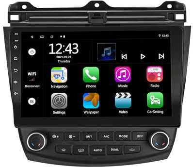 EZoneTronics Android Autoradio für Honda Accord 7. 2003-2007 mit Wireless Carplay Android Auto 10 Zoll Touchscreen GPS Navigation Bluetooth SWC WLAN Split Screen FM/RDS Radio Player 2G RAM + 32G ROM