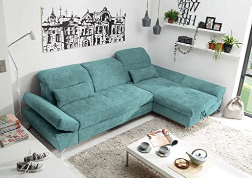 Froschkönig24 Melfi Ecksofa Polstergarnitur Sofagarnitur 275 x 168 cm Grün, Ausführung:Rechts