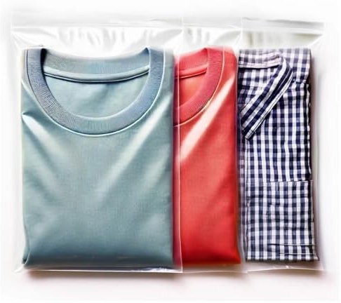 Buste per indumenti con chiusura a pressione trasparenti ideali come salvaspazio da viaggio e nel cambio stagione, per magliette, t-shirt, maglioni, abiti, vestiti / 12 sacchetti in plastica