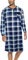 Chemise de Nuit Homme Pyjama Manches Longues Hauts de Pyjama Homme Tee-Shirt Long Col V avec Boutons Vêtements d'Intérieur T-Shirt Grande Taille Douce Confortable Carreaux Bleu Marine -A M