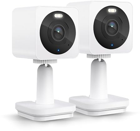 WYZE Cam OG Indoor/Outdoor 1080p Wi-Fi Smart Home Security Camera with Color Night Vision, Wired, Motion Detection, 2-Way Audio, Compatible with Alexa & Google, White (2-Pack), Free Expert Setup