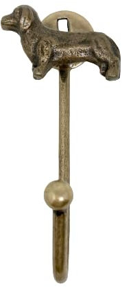 Knobs By Blossom Wandhaken aus Messing, Vintage-Stil, Antik-Optik, bronzefarben, handgefertigt, Metall, Tierhaken (14. Dackel-Hund)