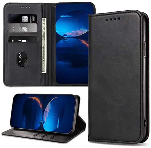 DENDICO Case for Xiaomi Redmi Note 9 / Redmi 10X 4G, Classic PU Leather Magnetic Wallet Case, Flip Folio Protective Phone Cover Compatible with Xiaomi Redmi Note 9 / Redmi 10X 4G, Black