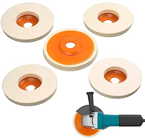 TIHOOK 5 STK Polierscheibe, 125mm Wolle Polieraufsatz Winkelschleifer, Winkelschleifer Wolle Schwabbelscheibe, zum Polieren von Edelstahl, Glas, Keramik, Holz, Marmor, Kunstwerken