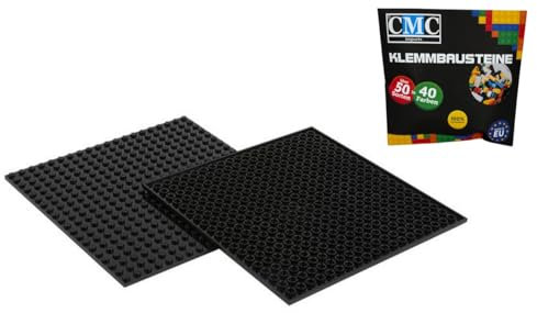 CMC imports 2 x placa base de construcción modular - construcción de doble cara compatible negro 20 x 20 pernos placa base bloques de construcción Ciudad