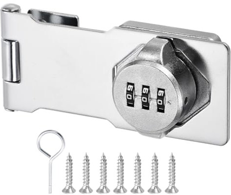 PATIKIL Armoire Mot de Passe Serrure, Rotatif Moraillon Serrures Porte Sécurité Combinaison Loquet Verrou, Coulissant Loquet Verrou pour Petites, Grange Porte, salle bain (Argent)