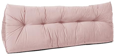 Lancashire Textiles 20 x 50 x 150cm (King Bed) Luxury Velvet Triangular Wedge Bedroom Headboard Cushion - Headboard Bolster Support Pillow for Bed, Sofa, Chair - Pink - Made in Britain