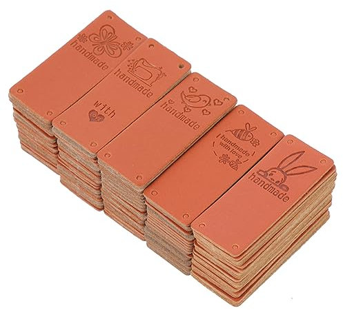 Garneck 100st Handgefertigtes Etikett Häkel-strickaccessoires Knopf Mit Geprägtem Etikett Bekleidungsetiketten Für Handgefertigte Artikel Etikett Erstellen Handgemacht Karte Leder Weben