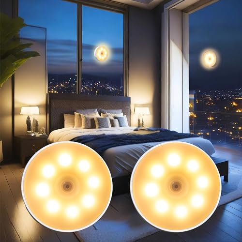 Liiisi 2 Luz Solar Con Sensor De Movimiento Interiores, NO Necesita Electricidad ni Cables, Recargable Solar y USB, Luz Nocturna Infantil, Fijación Magnética, Luz Cálida