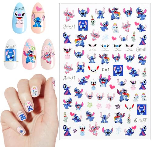 Nagelsticker, Nailart Sticker Nagel Stickers Kawaii Sticker Nagelsticker Kinder Blau Niedliche Cartoon Nagelkunstaufkleber Geschenke für Mädchen Damen Kinder(70+ Decals)