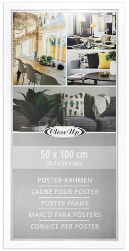 Close Up Posterrahmen 50 x 100 cm weiß Bilderrahmen aus MDF mit bruchsicherer PVC-Glasscheibe - Profilbreite 30 mm