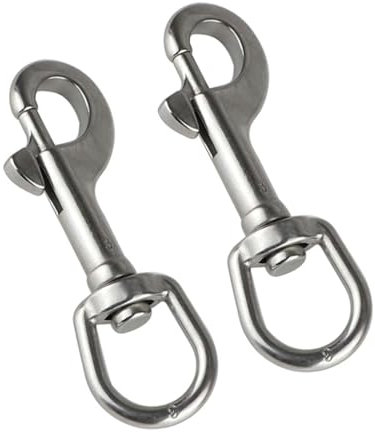 KOVNISE 2 Pcs 1 x3.94 Zoll Karabinerhaken Silber Karabinerbolzen Karabinerhaken Runde Auge Wirbelbolzen Karabinerhaken Marine Grade Edelstahl 316 Clips für Tauchen Metall Clips Hund Schleife Karabiner