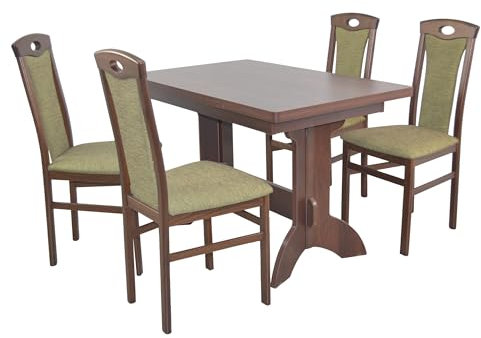 moebel direkt online Essgruppe 5-teilig Madrid mit Wangentisch nussbaum/Oliv