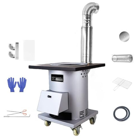 OUTFYT Estufas de Leña para Habitacion, Chimeneas de Leña, Estufa de Calefacción Rural Doméstica con Ruedas Universales, Gasificador de Leña Interior Móvil