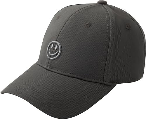 stylx Baseball Cap Damen Herren Baumwolle Smiley, Unisex Verstellbar Basecap Sonnenschutz Baseballkappen Sport Cap Sonnenhut Reisen Draußen (DE/NL/SE/PL, Alphanumerisch, Einheitsgröße, grau)