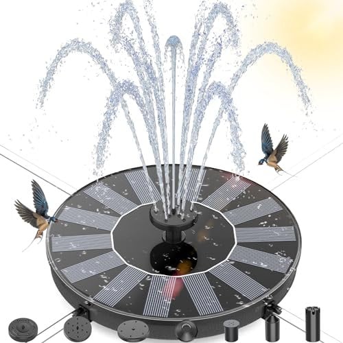 AMZtime Solar Springbrunnen für Außen, Neuestes Upgrade Solarbrunnen für Draussen mit 6 Effekte,Solar schwimmender Fontäne Pumpe für Wasserspiele,Gärten,Vogeltränken,Teich oder Fisch-Behälter