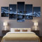 HATUROPO Moderne Bilder Wohnzimmer 5 Teiliger Landschaft Brooklyn Bridge New York City Nachtszene Poster Mit Rahmen Hd Für Heimdekoration Personalisierte Bilder Leinwandbilder Xxl