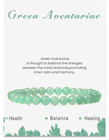 LOCCY Echtes Naturstein Armband für Damen, 4mm Perlenarmband Yoga Armband für Muttertag Geburtstag Valentinstag Geschenke für Mama Tochter Oma Enkelin Schwester (6mm-Grün Aventurin)