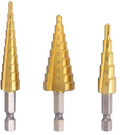 3 Pezzi Fresa Conica,Punte a Gradino Con Gambo Esagonale,Punta Conica Trapano,Fresa Conica Per Metallo,Punte a Gradino Con Gambo Esagonale,3–12 mm,4–12mm,4–12 mm,4–20 mm,Per Legname,Alluminio