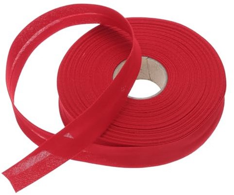 sourcing map Schrägband aus Polyester, 2,5 cm, einfach gefaltet, zum Nähen, Nähen, Quilten, Einfassen, Basteln, Weinrot, 22,7 m