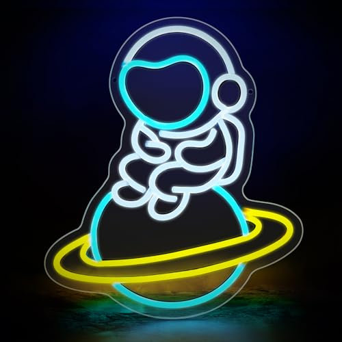 Neon Lights Sign, Planet Led Neon Sign Powered by Battery or USB, Wall Hanging Decor Led Light Home Decorations Art Neon Signs for Bedroom, Game Room, Bar, Party, Kids Room (Astronaut B)