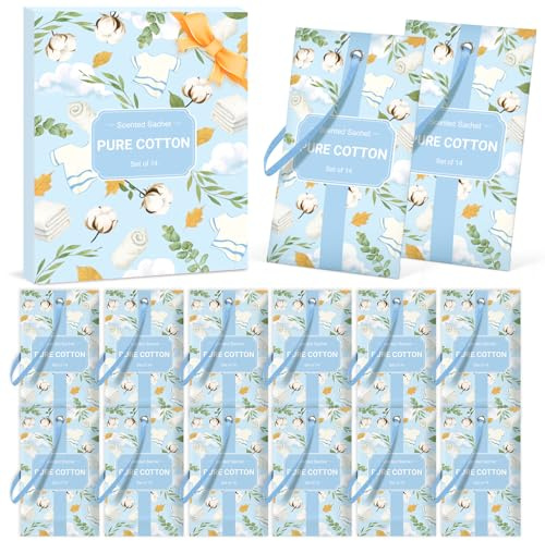 SCENTORINI Duftsäckchen, Kleiderschrank Duft, Baumwolle Duftsachet 14 Stück | Reine Baumwolle Duftsachets für Schubladen, Schränke, Beseitigung von Gerüche