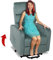 Fernsehsessel HWC-K62, Sessel Relaxsessel TV-Sessel, Liegefunktion Aufstehhilfe elektrisch, Metall Chenille - blau-grün