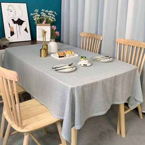 Tischdecke Küchentisch, Rechteckige Tischtücher Mesh-Gittermuster, dekorative Stoff-Tischdecke für Küche, Esszimmer, Tischplatte, Grau, 140x180cm