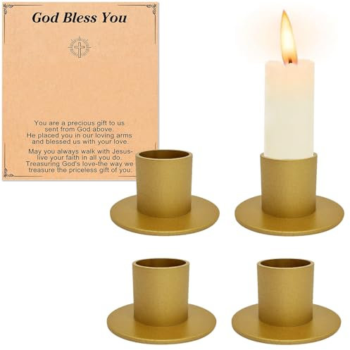 4 Stück Gold Kerzenständer,Retro Candlelight Dinner Kerzenhalter, für Wohn,Esszimmer und Schlafzimmerdekoration Kamindekoration für Geburtstag, Erntedankfest, Weihnachten, Taufe oder