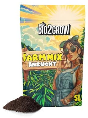 Bio2Grow Anzuchterde 5L - Blumenerde Substrat Kokoserde Anzuchterde Palmenerde Rindenmulch Gartenerde Pflanzerde Grow