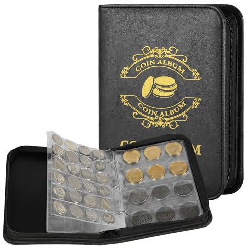 Vicloon Münzen Sammelalbum 300 Taschen, 2 Euro Universal Premium Münzalbum 3.5*3.5 CM/4.5*4.5 CM, Münzen Aufbewahrung Album, Transparent Sammler Münzalbum für Münzen, Briefmarken, Medaillen, Abzeichen