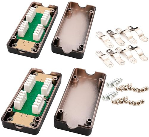 BIGtec CAT.7 LSA Verbinder 2 Stück Connection Box für Verlegekabel Netzwerkkabel Verbindungsmodul Verbindungsstück für Kabel CAT.5 CAT.6 CAT.7 geschirmtes Gehäuse Installationskabel