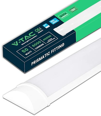 V-TAC Pantalla LED Luminaria 150 CM - 50W - Chip Samsung - Lámpara Rectangular 6000 Lumen IP20 para Pared, Garaje, Tienda - Tubo LED - Plafón LED Lineal - Luz Blanco Neutro 4000K