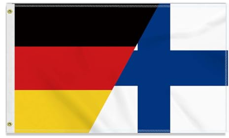 Große 90×150 CM Deutschland Finnland Flagge, großes 150D Deutsch Finnisch Freundschafts banner,Strapazierfähige Deutschlandfahne Doube-Seitendruck Dekor Messingösen large Finland