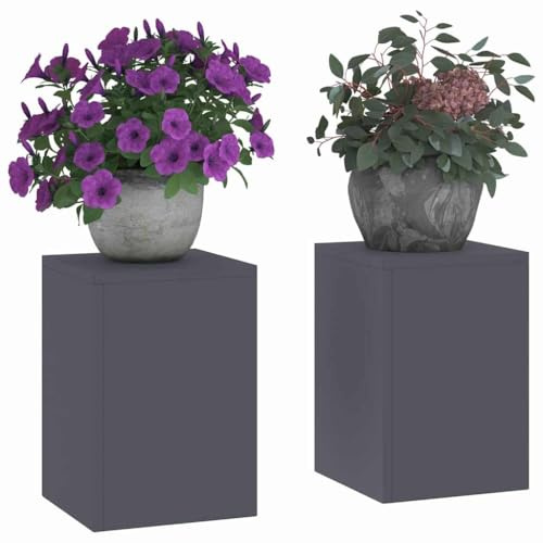 vidaXL Pflanzenständer 2 pcs Anthrazit 24 x 24 x 35 cm Stahl, Moderner Metallständer, robuster Pflanzenhalter, schicke Deko für Garten und Terrasse